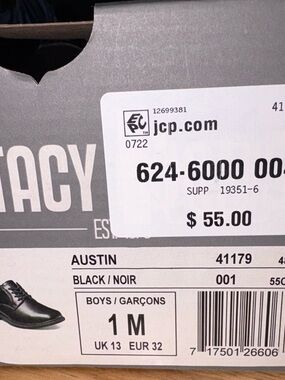 Stacy Adams Boys Black Dress Shoes